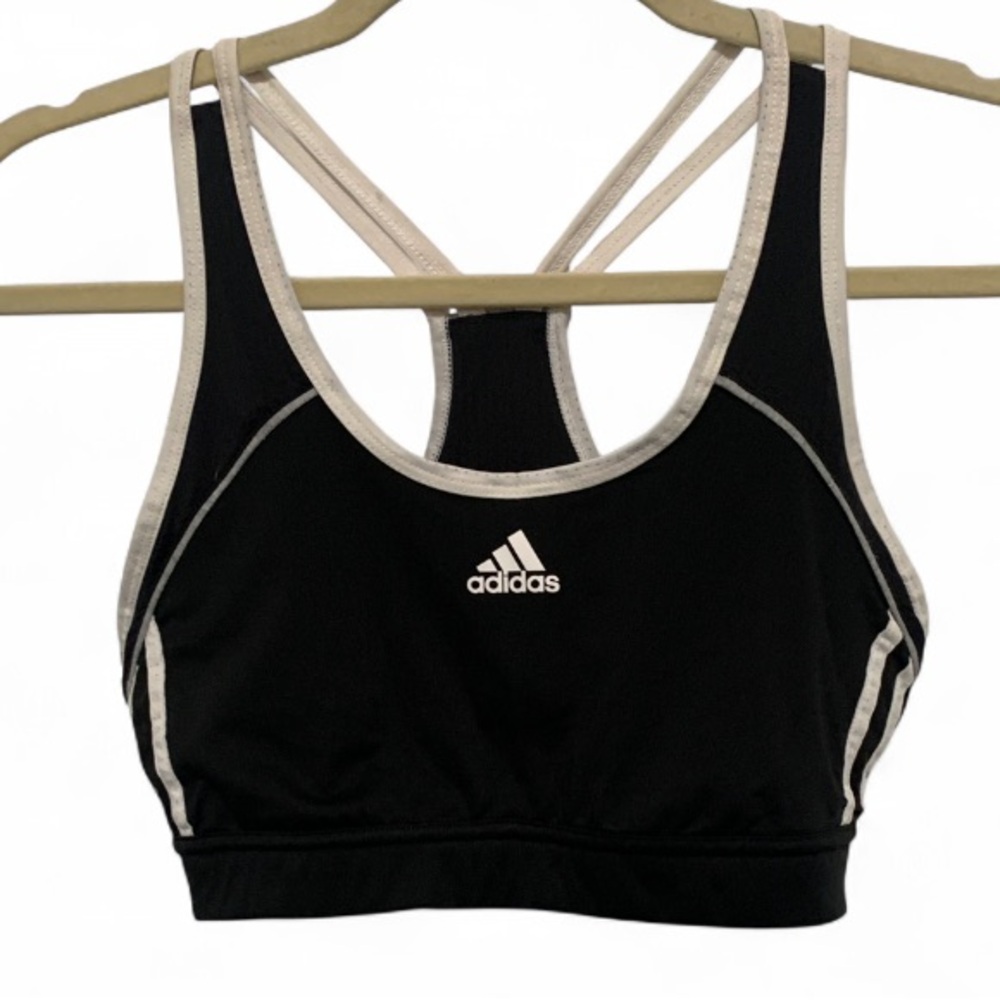Adidas Black White Trim Racerback Sports Bra